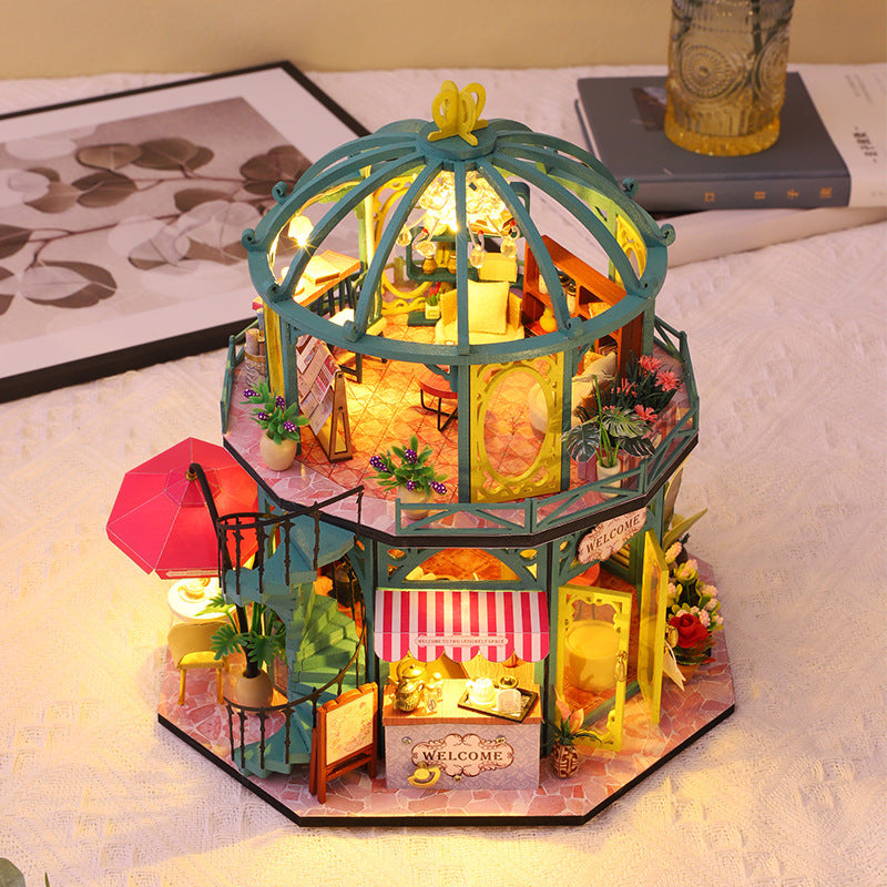 DIY Cottage Goods Reading Flowers Room Wooden Hand-assembled Architectural Model Ornaments