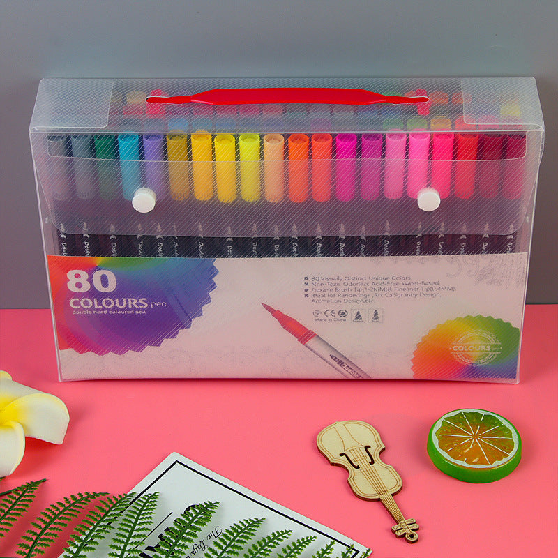 Water Based Double Head Washable Color Line Marker Creative Watercolor Pen Set