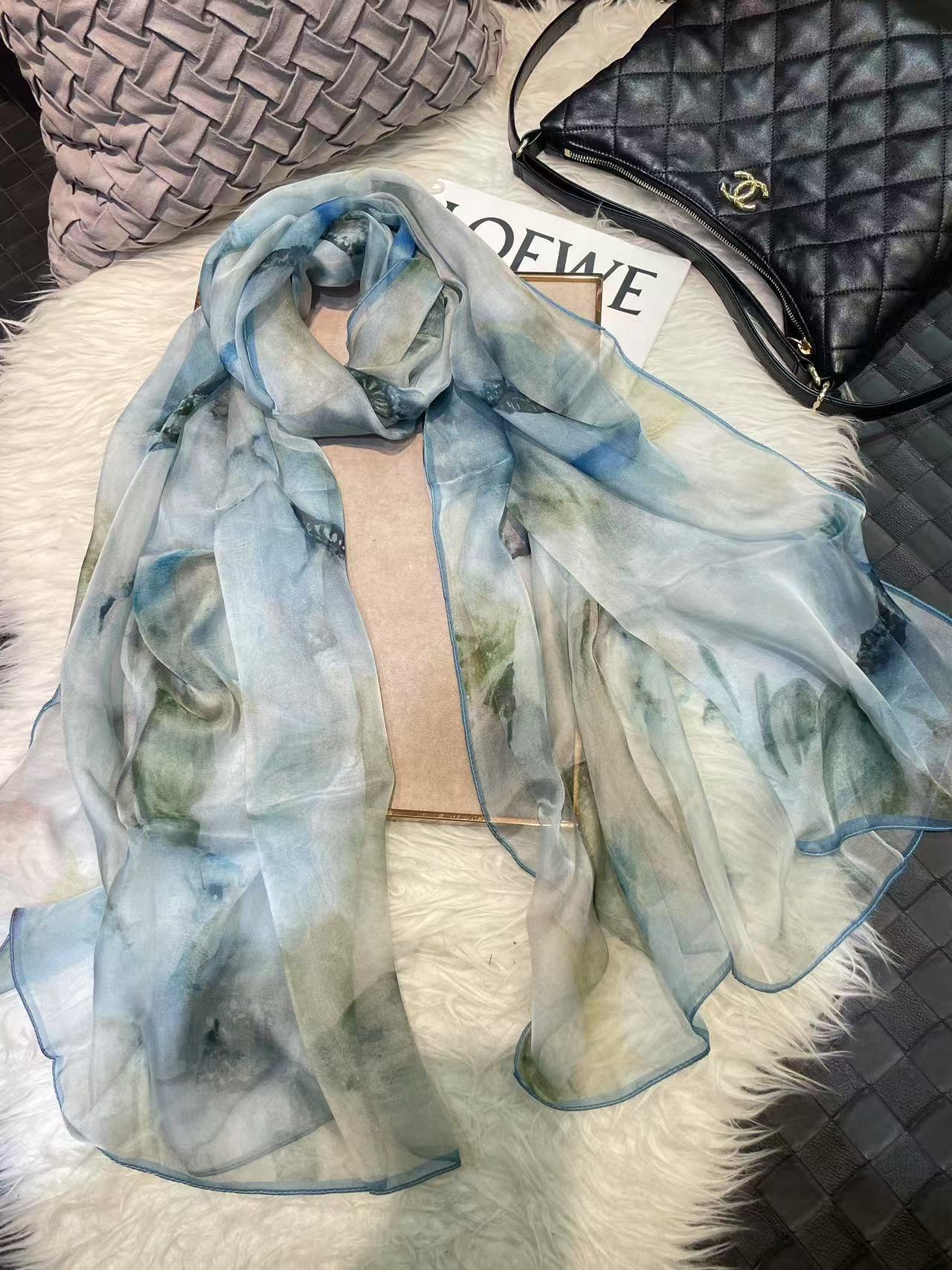 Mulberry Silk Chiffon With Digital Printlightweight Airy And Flowy Summer Sheer Scarf