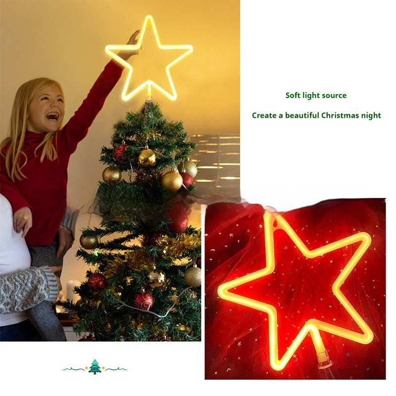 LED Tree Top Light Holiday Decoration Three-dimensional Luminous Star Light