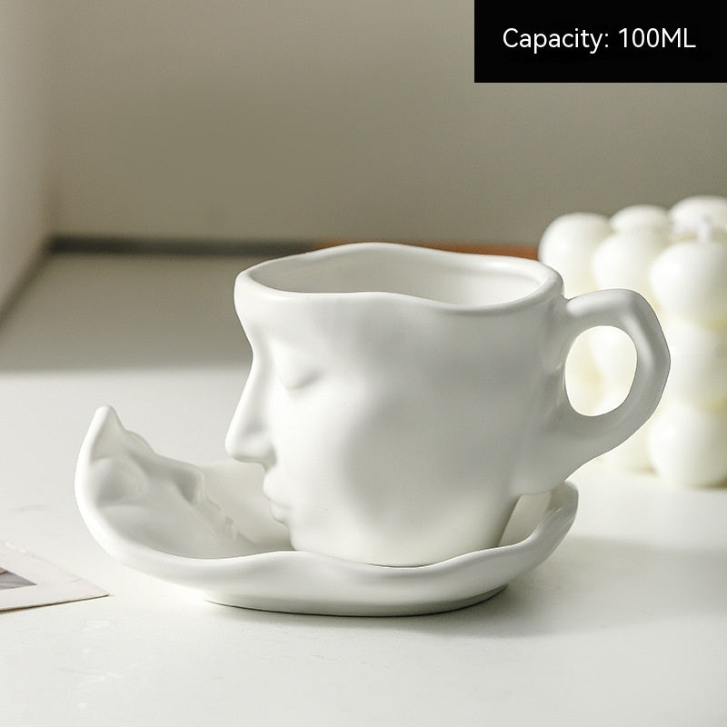 Jinfulan New Metal Face Creative Ceramic Kiss Beauty Coffee Cup