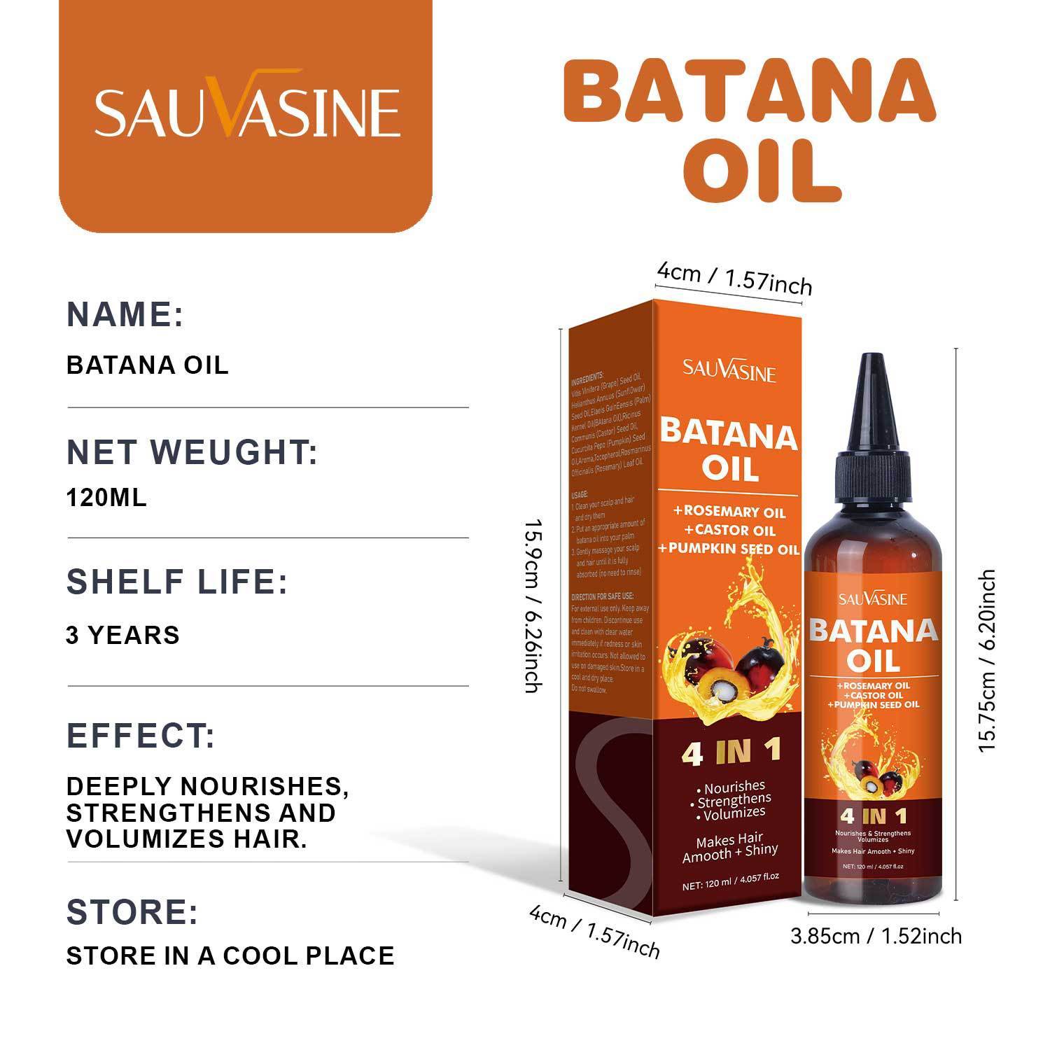 120ml Moisturizing Repair Strong And Tough Anti-hair Loss BATANA OIL