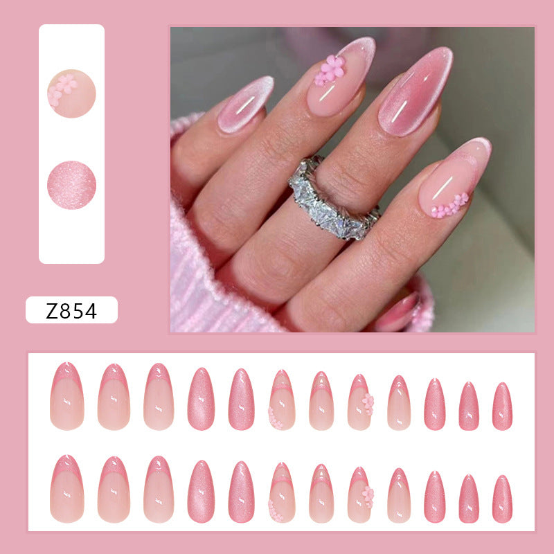 French Cat's Eye Wear Armor Mid-length Almond Nail Tip