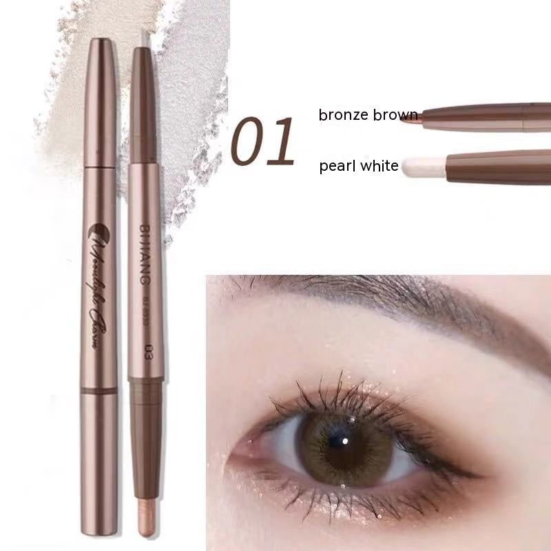Waterproof Not Smudge Double-headed High-gloss Pearlescent White Champagne Gold Eyeliner Pen