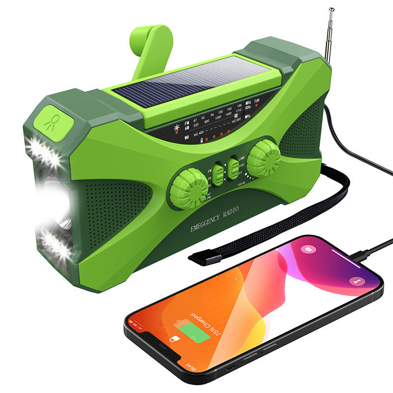 3 In 1 Portable Radio Hand Crank AM-FM-NOAA Emergency Reading Lamp Flashlight Solar Charging Power Bank Support SOS