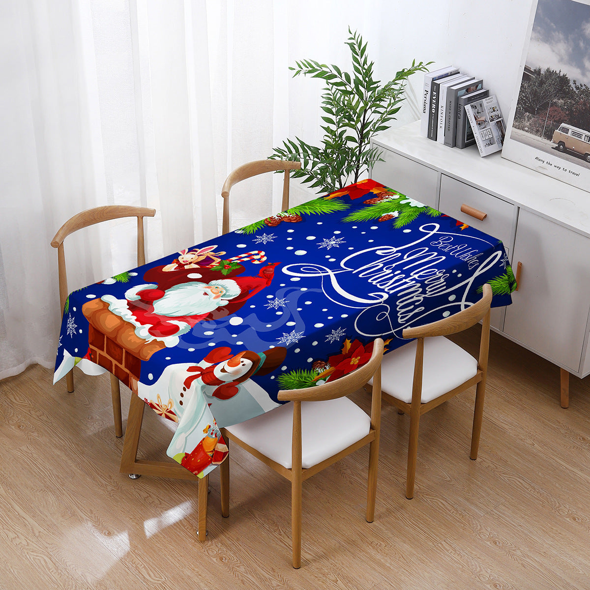 Printed Christmas Polyester Tablecloth Rectangular