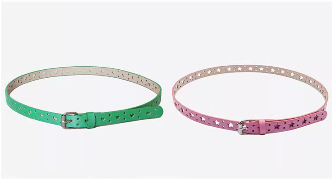 Ceinture en forme de cœur évidé à étoile à cinq branches couleur bonbon
