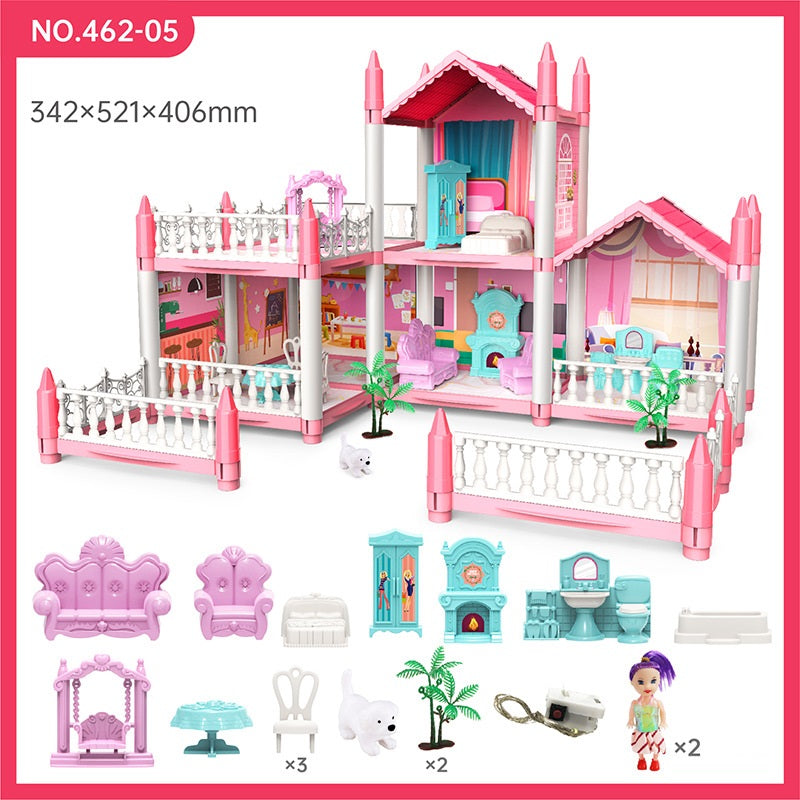 Girl Play House Assemble Diy Toy Cottage Villa Castle Model