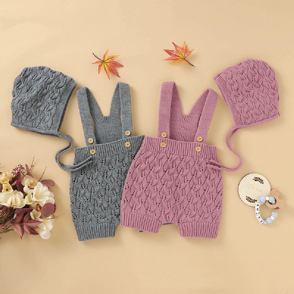Children's Fashion Hollowed-out Knitted Overalls