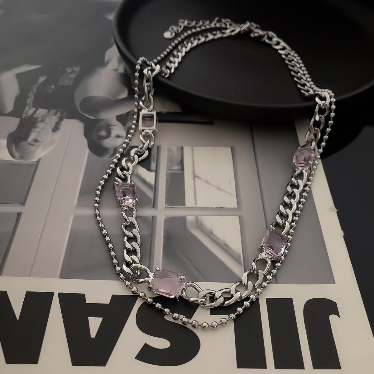 Gemstone Double-layered Temperament Clavicle Chain