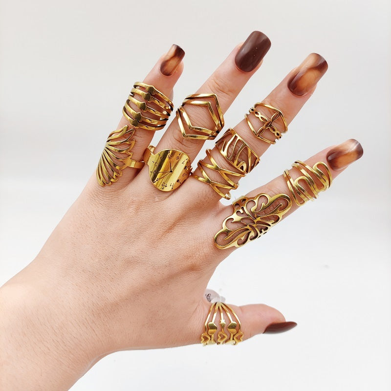 20 Pcs Lot Fashion Stainless Steel Hollow Rings For Women Mi