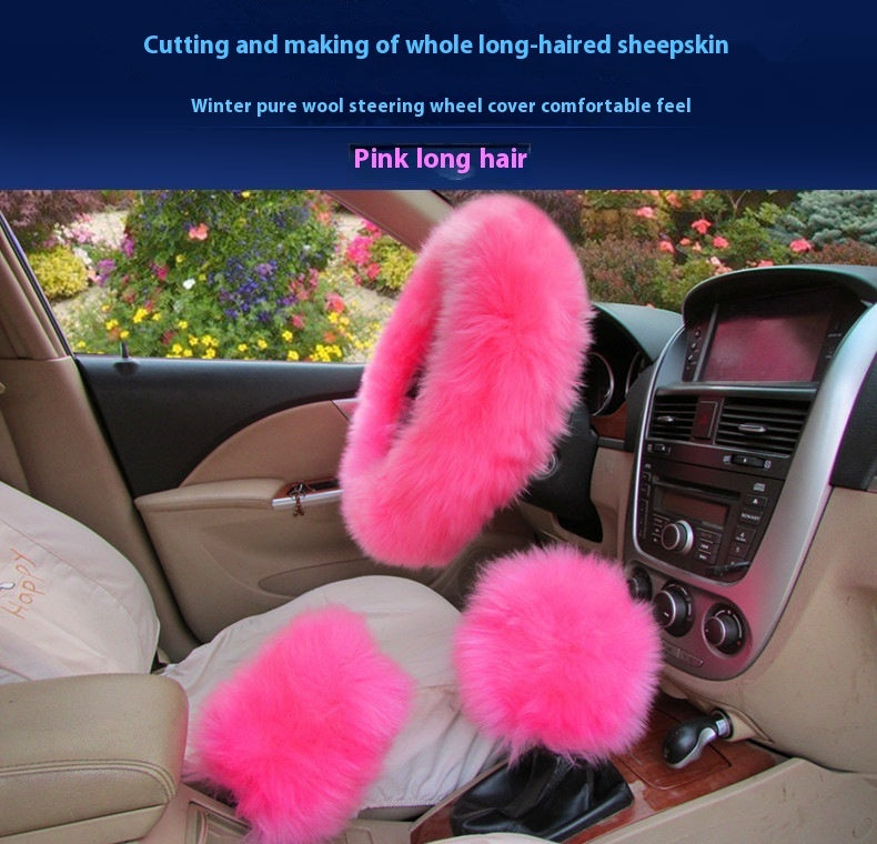 Pure Wool Car Steering Wheel Cover Three-piece Set