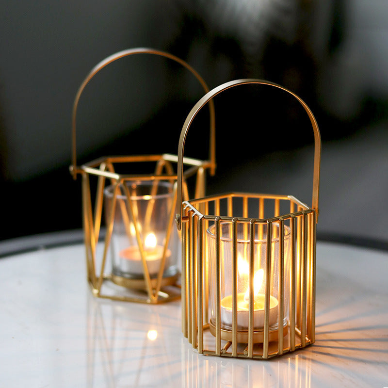 Bougie Vide Tasse Lumière Dorée Luxe Créatif Ornement Citrouille Lanterne