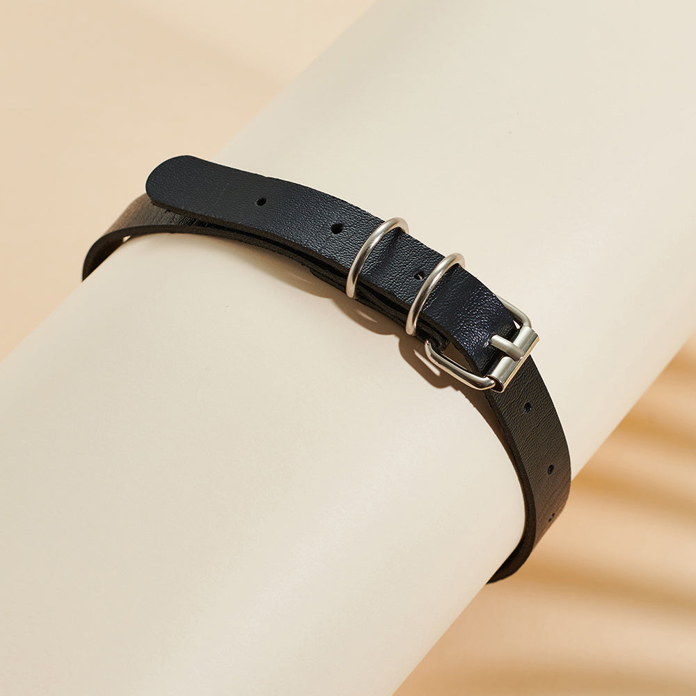 PU Leather Chain Buckle Collar Belt Buckle Necklace For Women