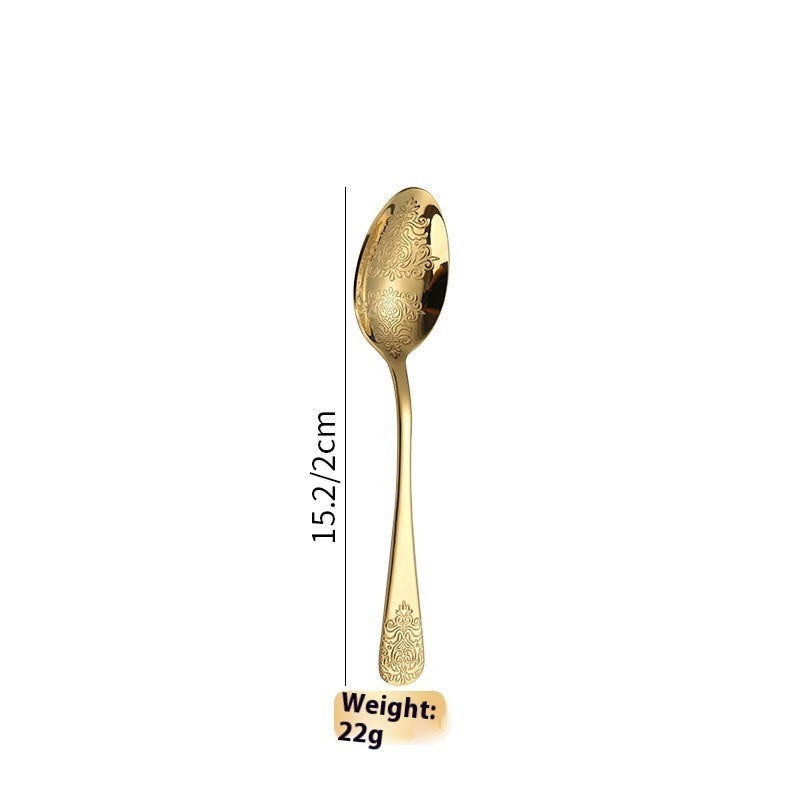 Stainless Steel Cutlery Knife Spoon Fork Vintage Gold-plated Western Restaurant Steak Suit