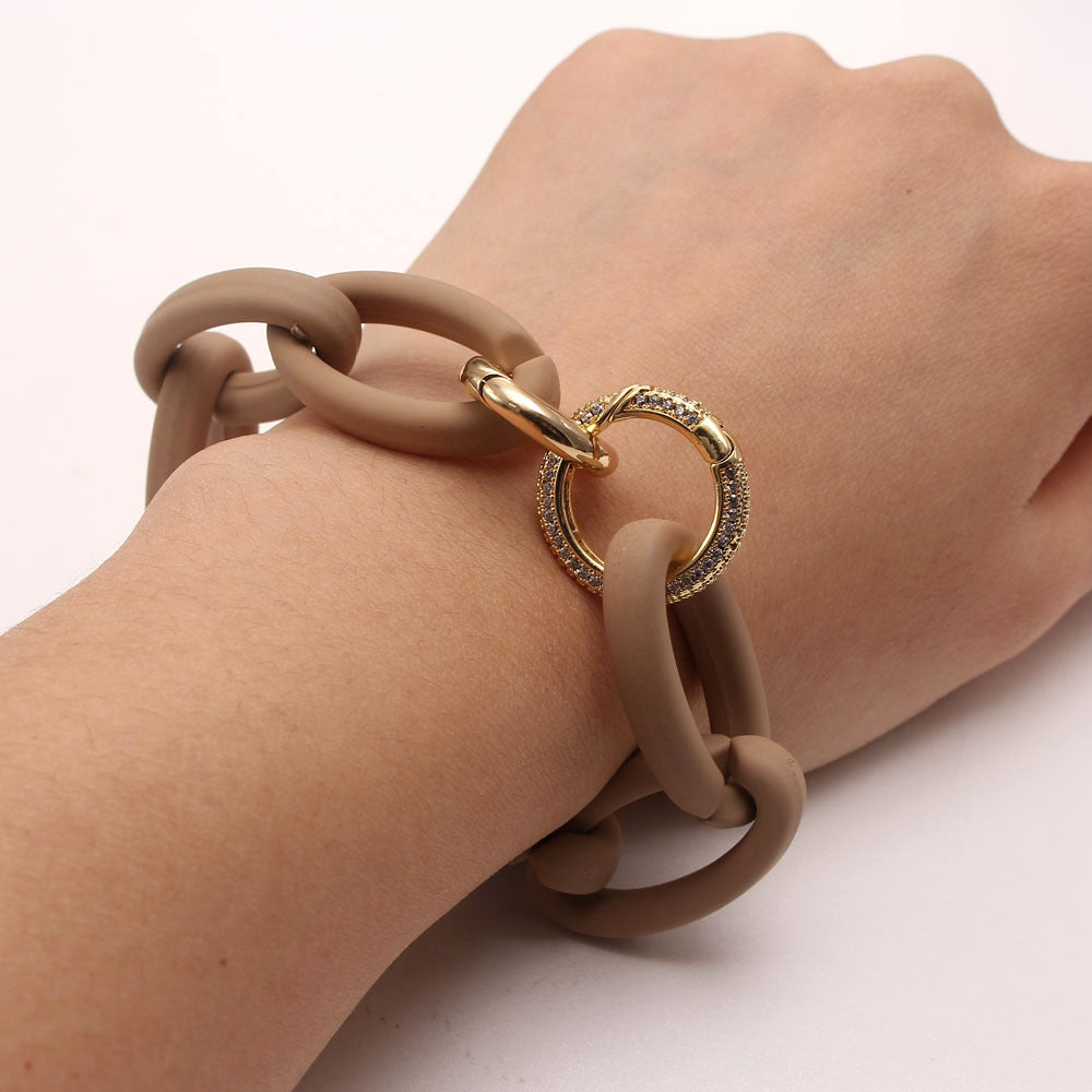 Fashion Resin Geometric Panel Acrylic Micropaved Zircon Bracelet