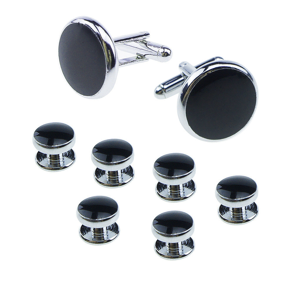 Boutons de manchette homme chemise française ronde goutte coque boutons de manchette combo 8 pièces