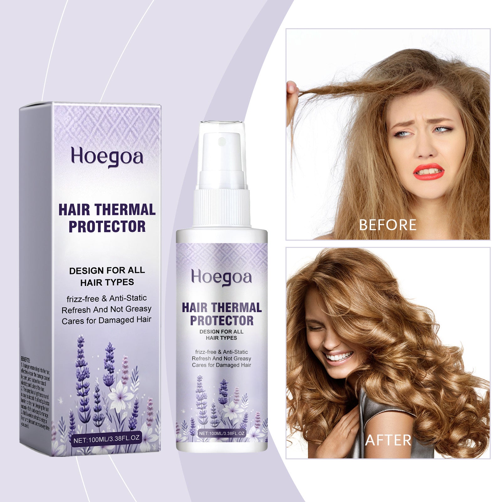 Masque capillaire doux et nourrissant aux protéines Spray volumateur thermo-colorant