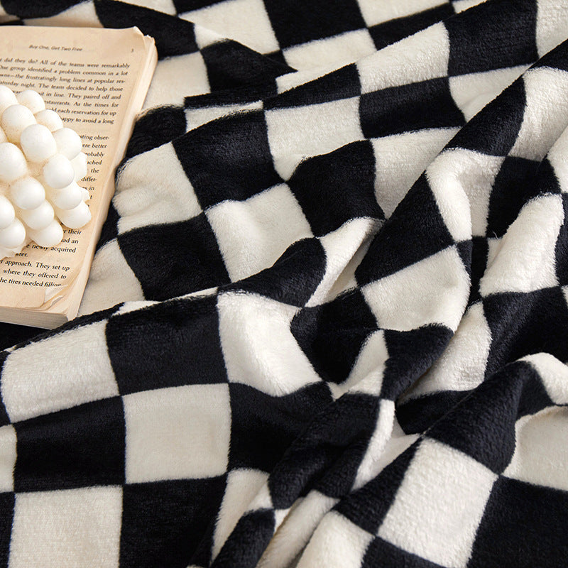 Printed Plaid Flannel Thickened Blanket