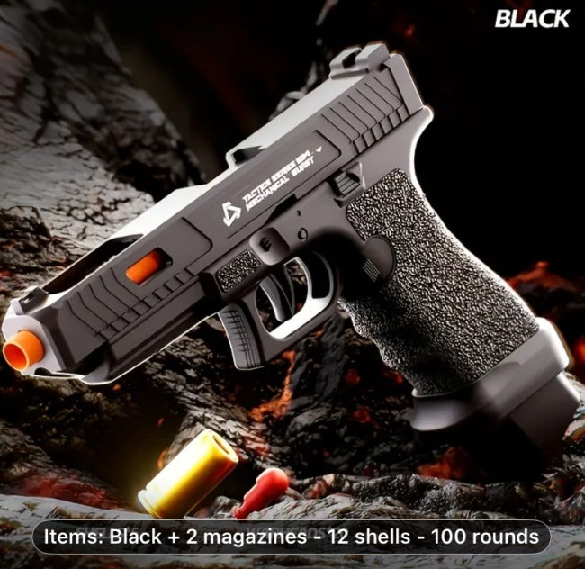Cross-border Children's Toy Gun Soft Bullet SIG17 Glock Automatic Continuous Hair Throwing Shell Model Replica Gun Cap Gun