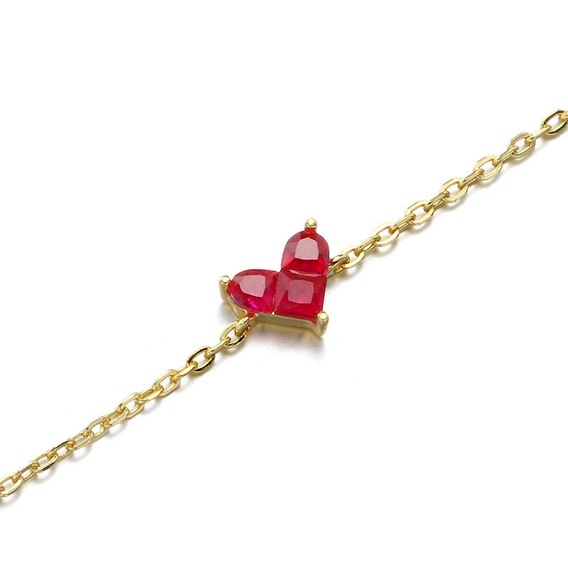 Women's Simple Light Jewelry Stitching Heart Zircon Bracelet