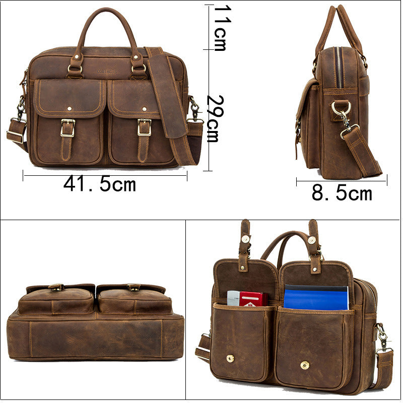 Sac de voyage en cuir rétro "Crazy Horse" grande capacité