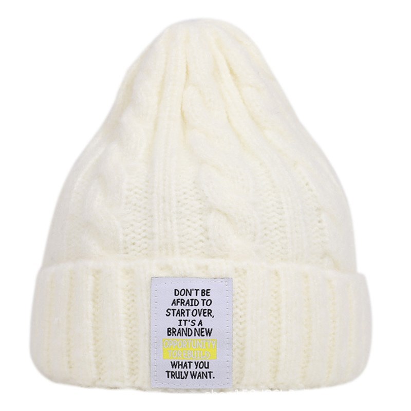 Knitted Hat Men and Women Candy Color Woolen Hat Neutral Elastic Curling Cap