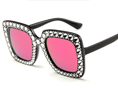 Lunettes de soleil carrées à diamants