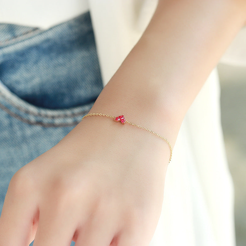 Women's Simple Light Jewelry Stitching Heart Zircon Bracelet