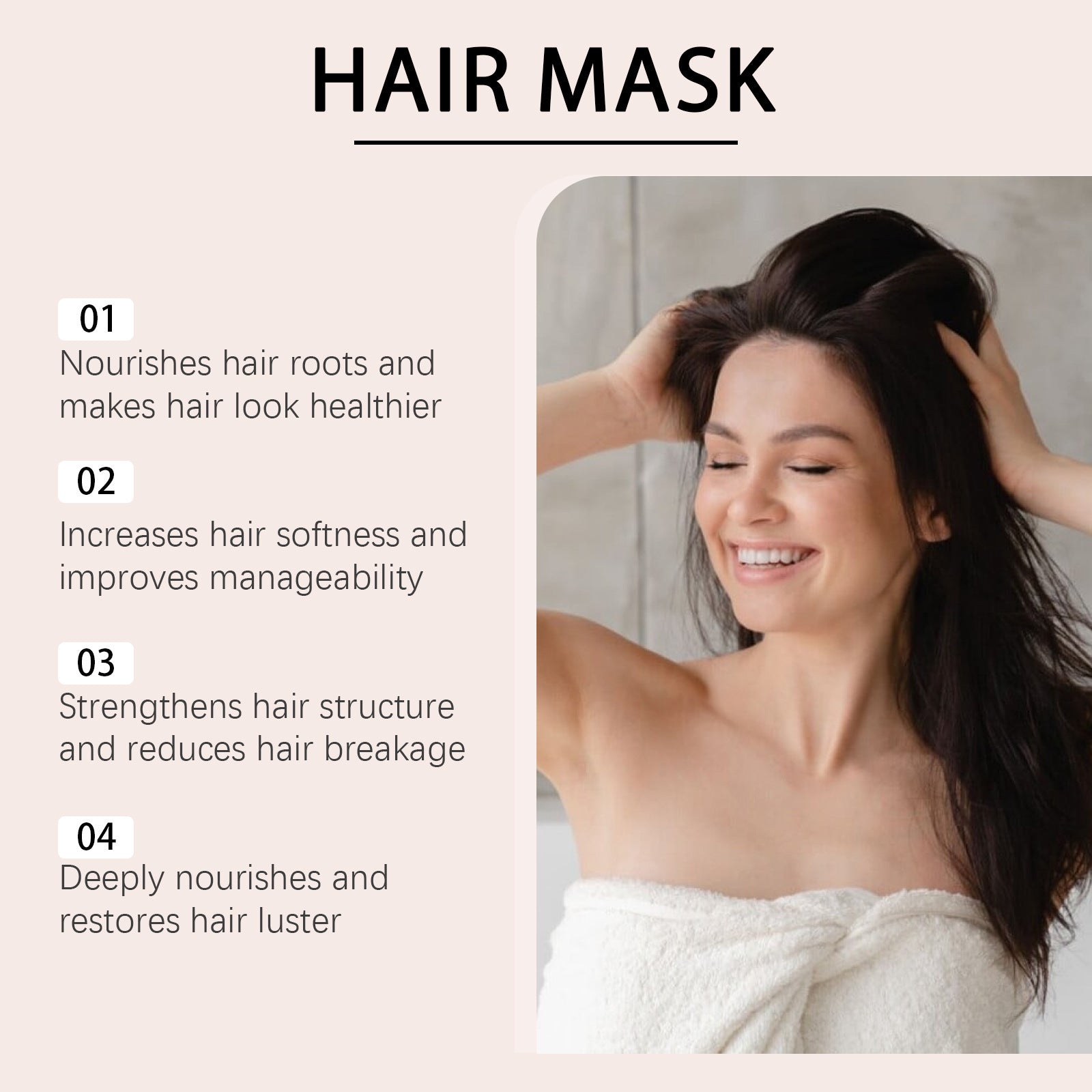 Masque capillaire hydratant et nourrissant en profondeur portatif pour la maison