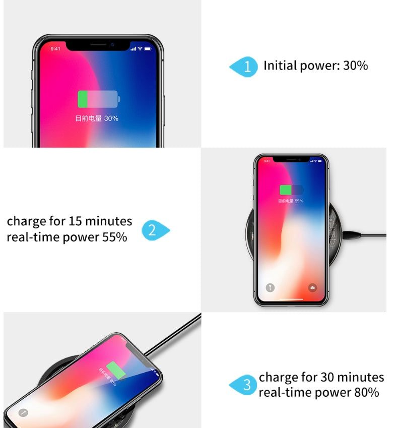Minimal Wireless Charger Ultra-thin Portable Glass Transparent Mobile Phone Fast Charging Wireless