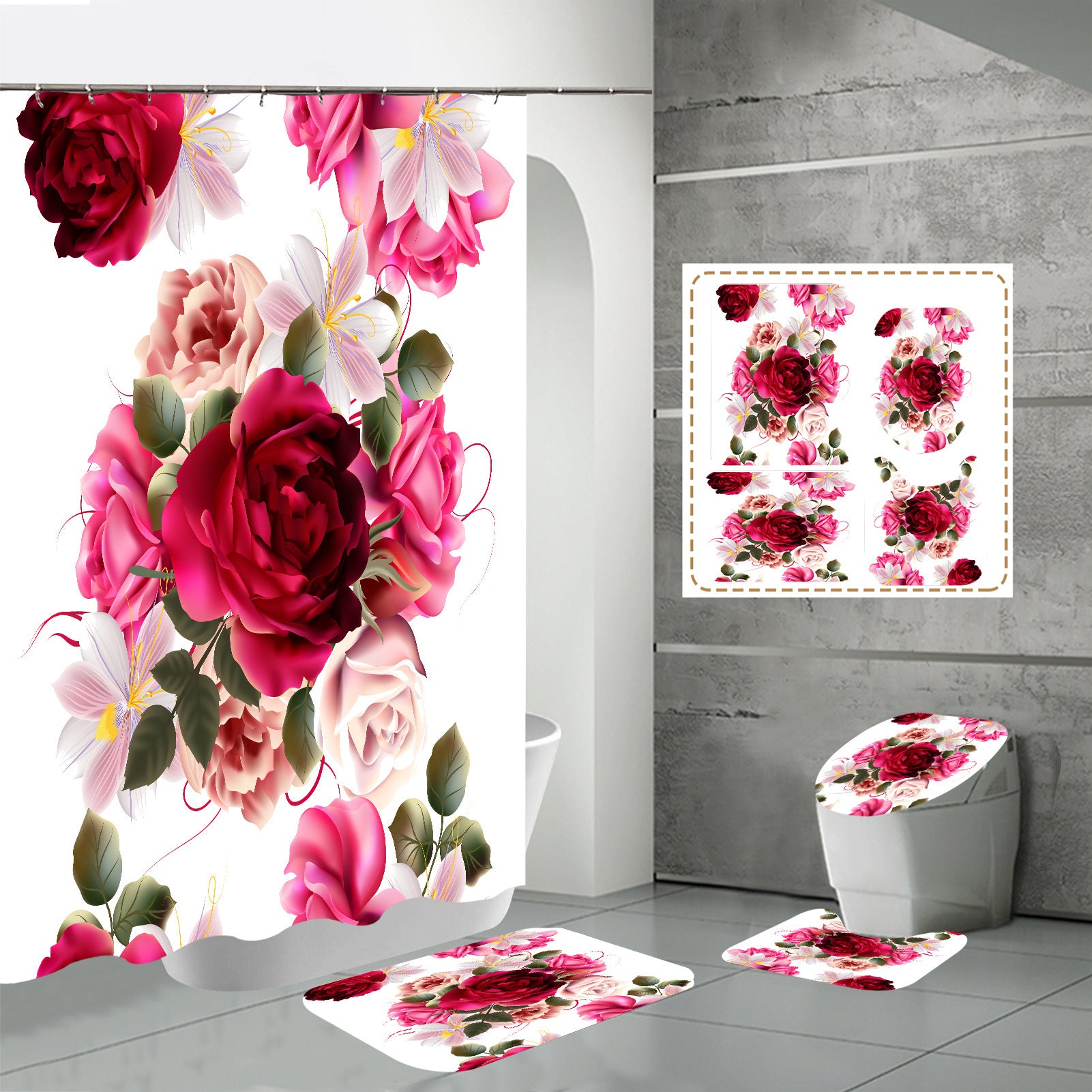 3D HD Digital Printing Bathroom Shower Curtain