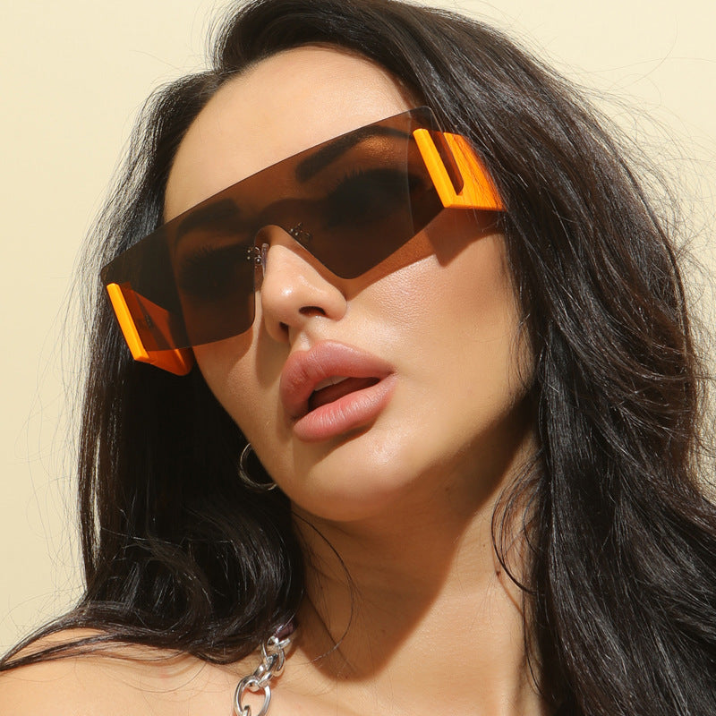 Women's Fashion One Piece Big Wide Leg Frameless Sunglasses
