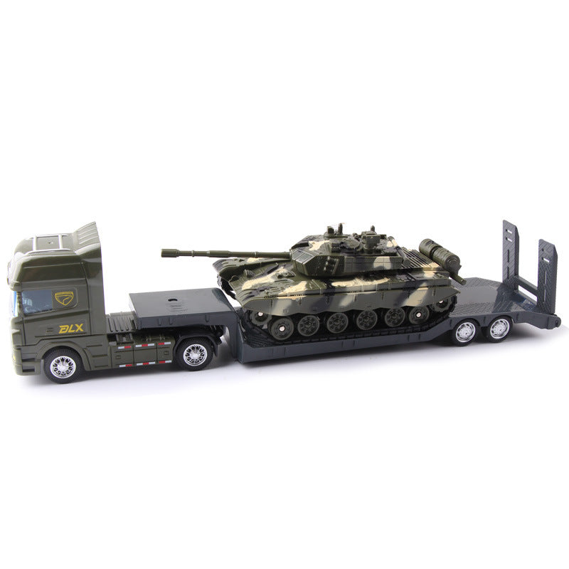 Children's Toy Car Tank Excavator Transport Vehicle Engineering Vehicle Set Simulation Model Boy Flatbed Trailer Toy
