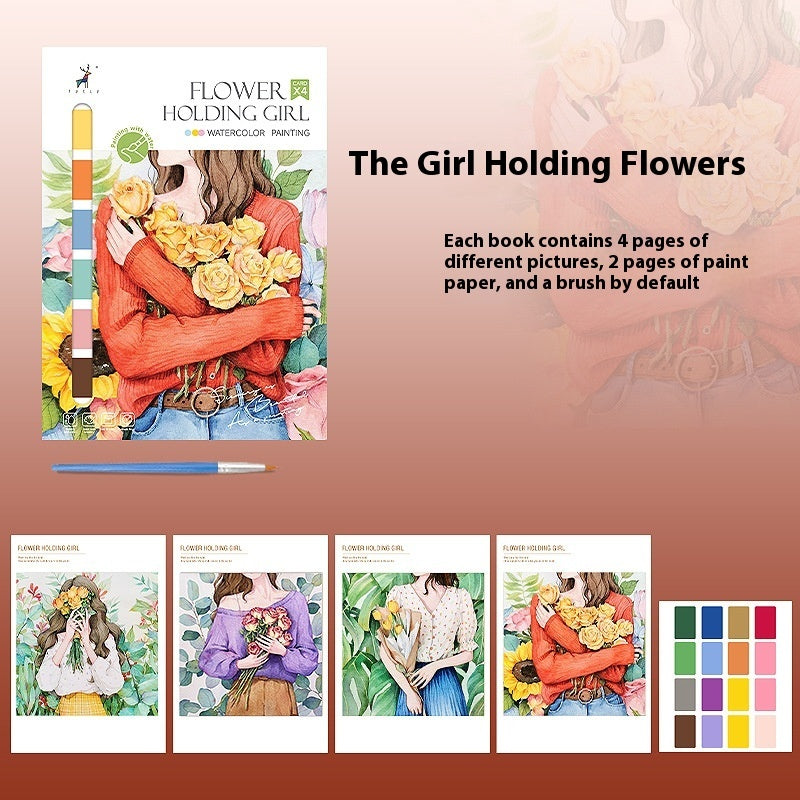 Creative Watercolor Decompression Color Filling Painting Book