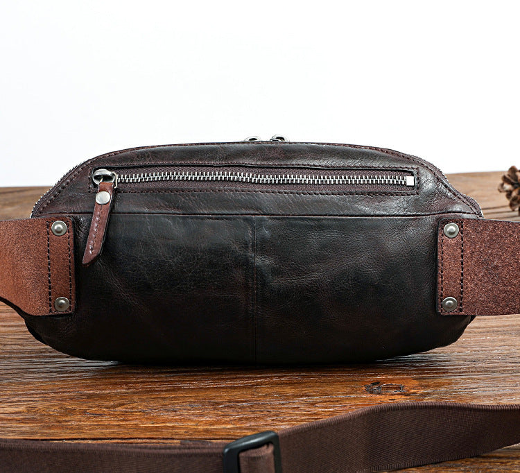 First Layer Cowhide Men's Chest Leather Wash Made Old Shoulder Bag