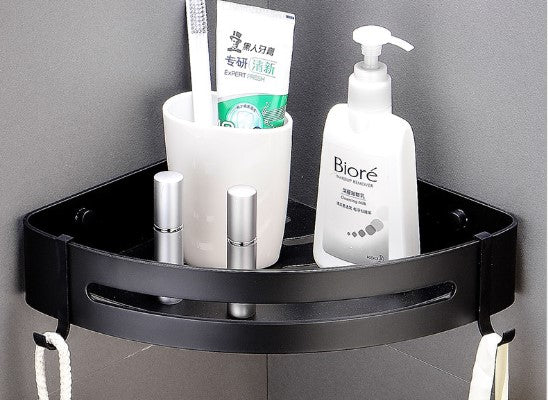 Free punching bathroom shelf Bathroom with hook corner frame Toilet vanity space aluminum triangle basket wall hanging