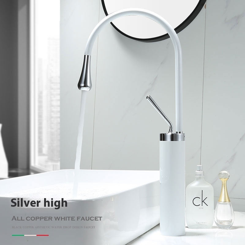 Water Drop Brushed Gold Copper Body Basin Wash Basin Rotating Faucet