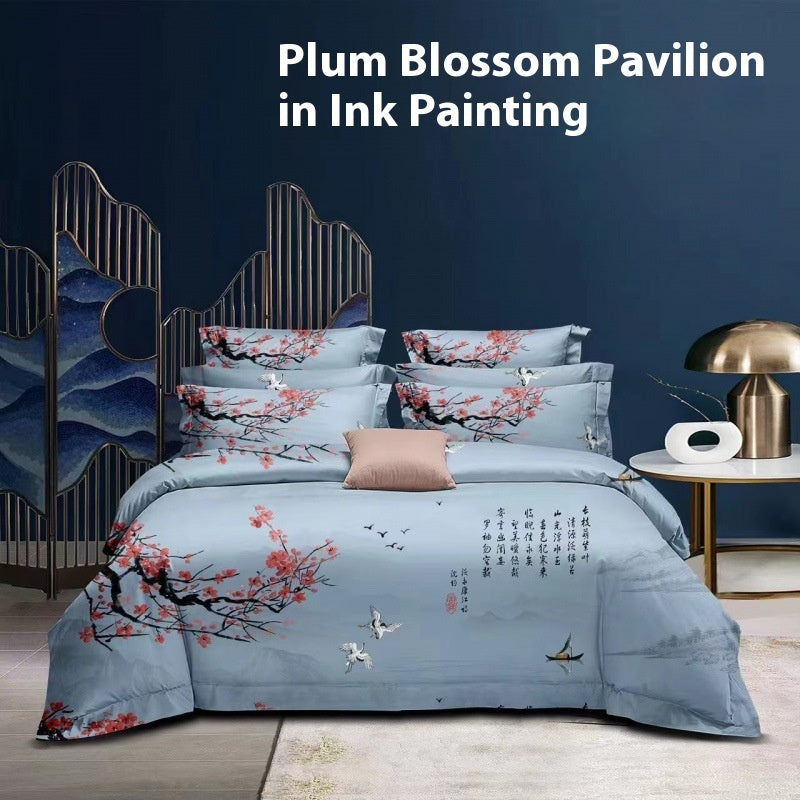Flower Brushed Thickened Quilt Cover 4-piece Kit