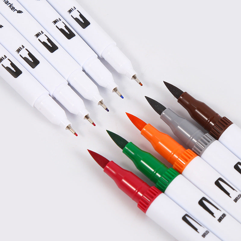 Double-headed Mark Watercolor Pens Set Color Hook Line Painting Soft-headed Pen