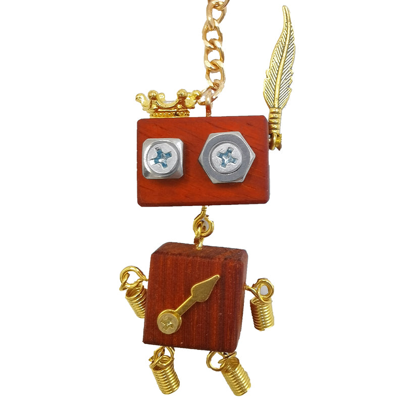 Handmade DIY Wooden Block Robot Keychain Material Pack