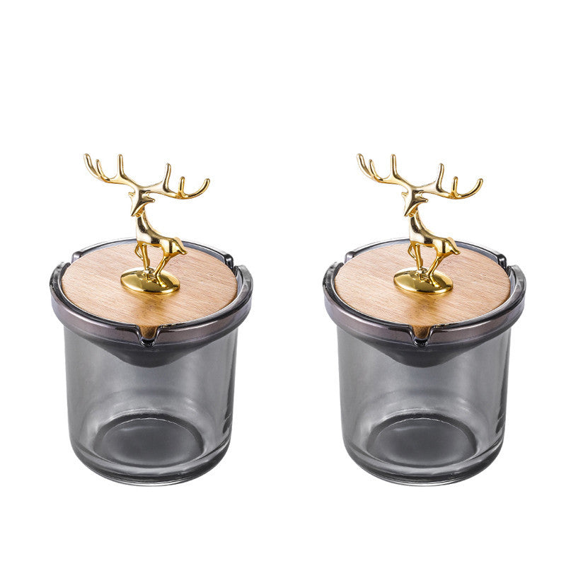 Creative Deer Head Ashtray With Cover