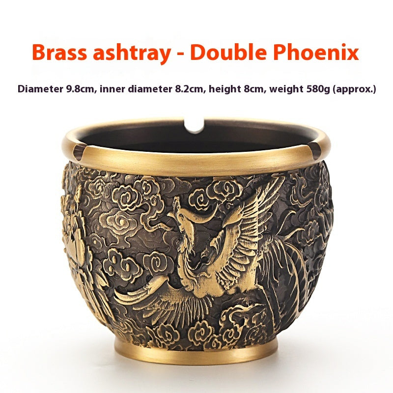 Home Pure Copper Ashtray Retro Large Sized Creative Ornaments
