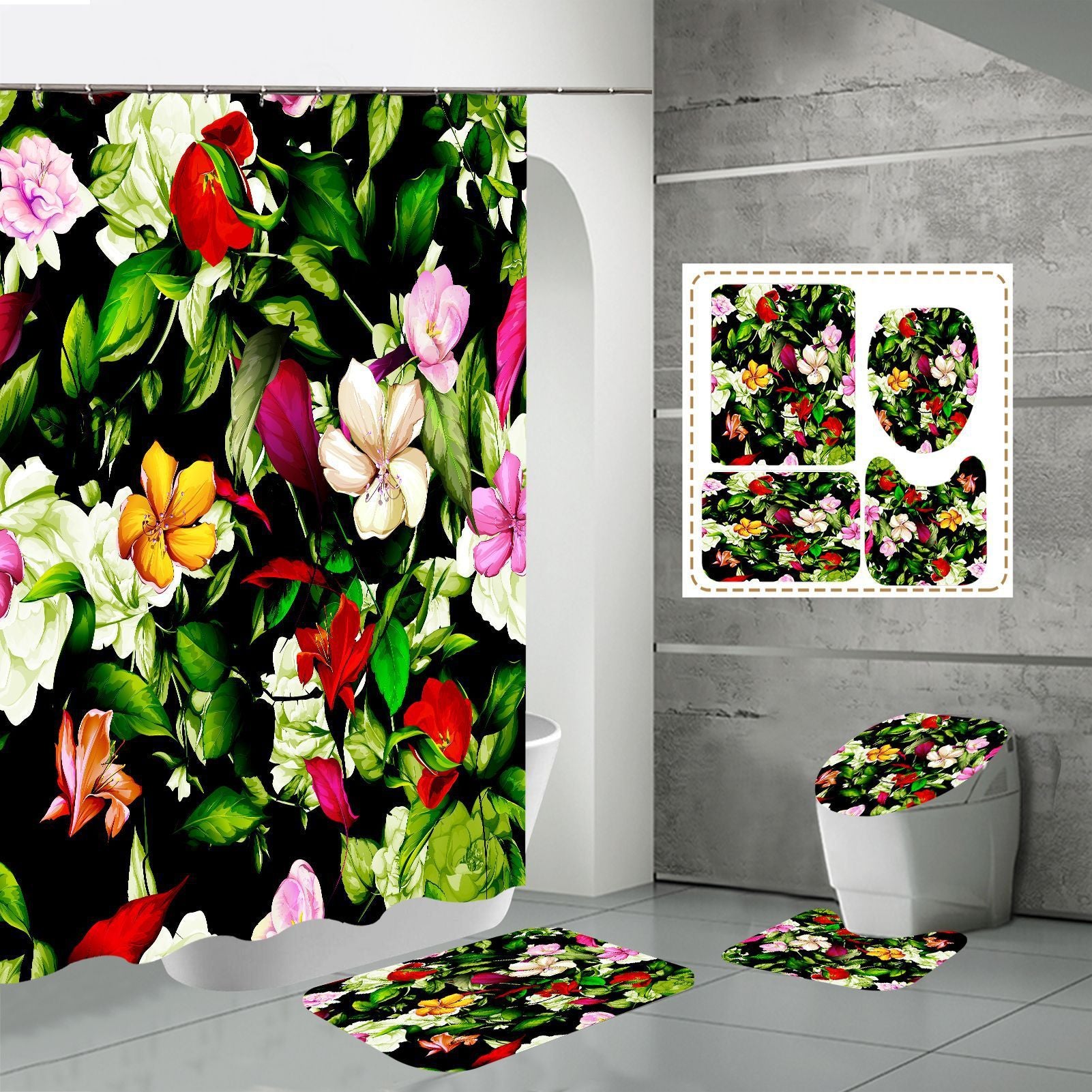3D HD Digital Printing Bathroom Shower Curtain