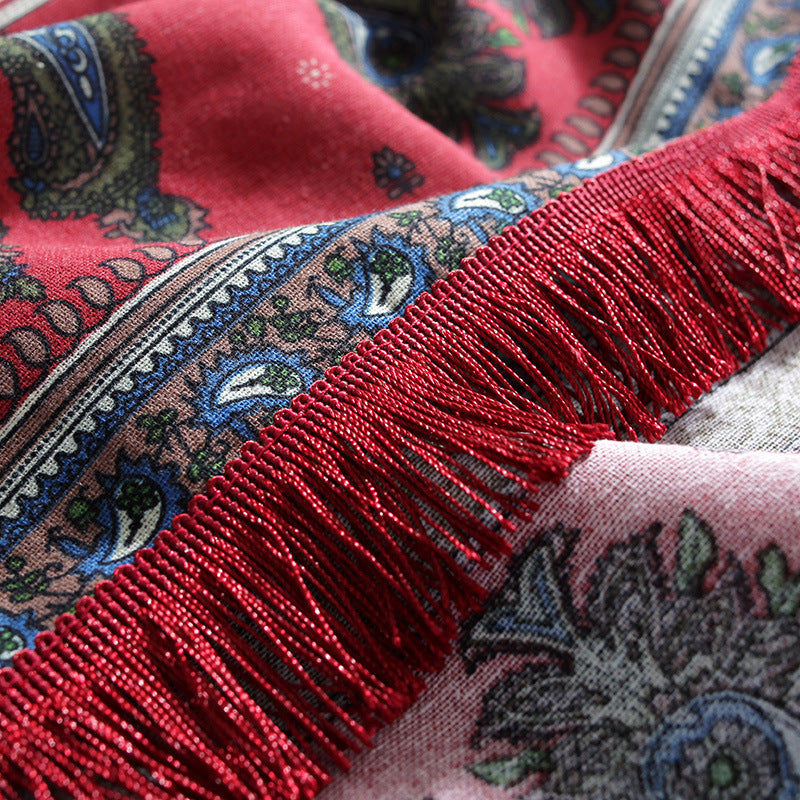 Bohemian Cotton And Linen Printed Big Flower Pepper Tablecloth