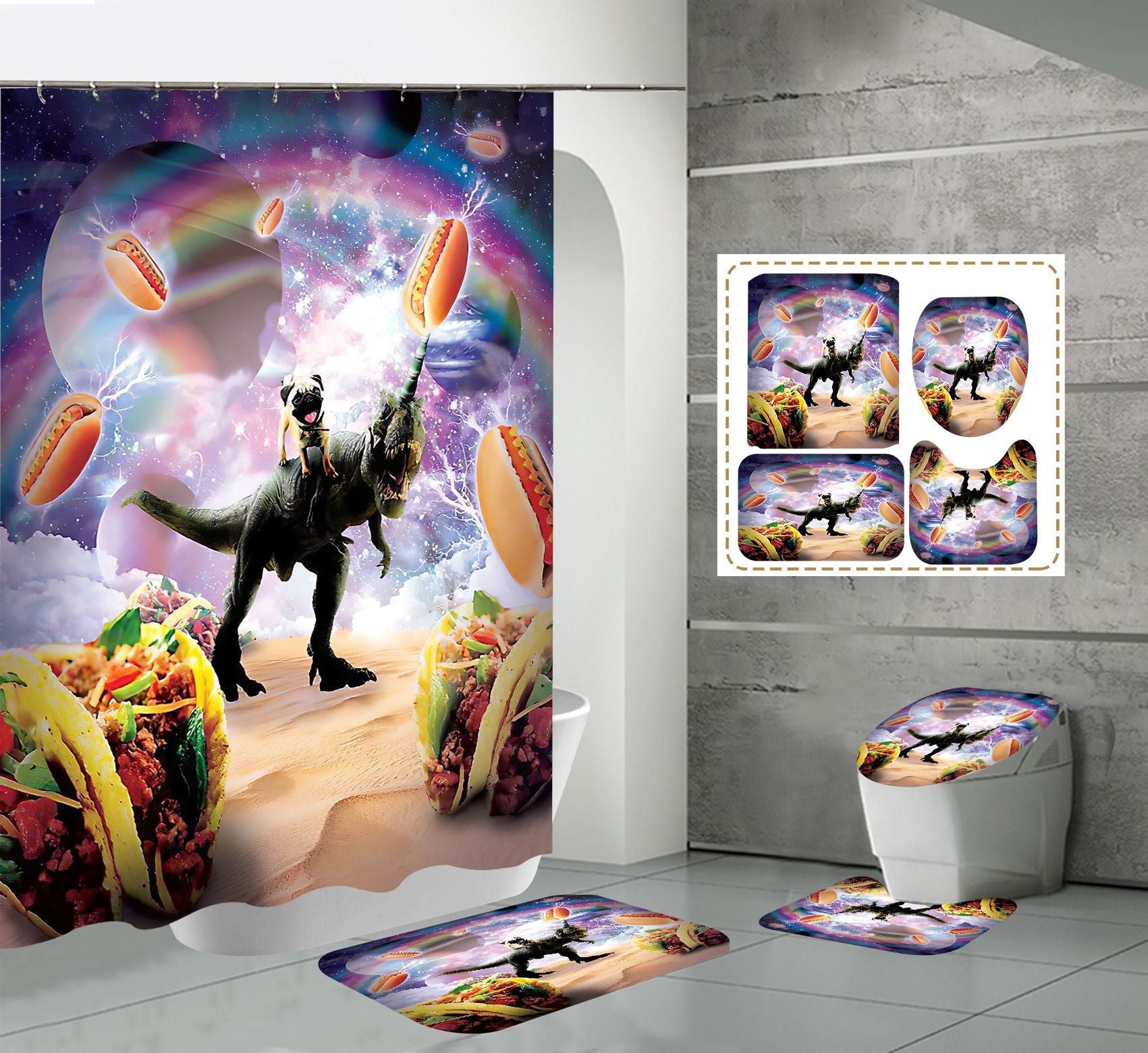3D Polyester Digital Printing Waterproof Shower Curtain