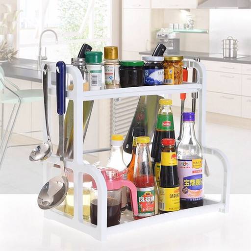 Double Kitchen Shelf Seasoning Supplies Storage Rack Plastic Multilayer Floor Rack Spice Rack