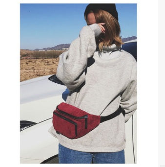Trendy fashion retro corduroy small chest bag multi-function pockets fitness portable Messenger bag casual travel handbags
