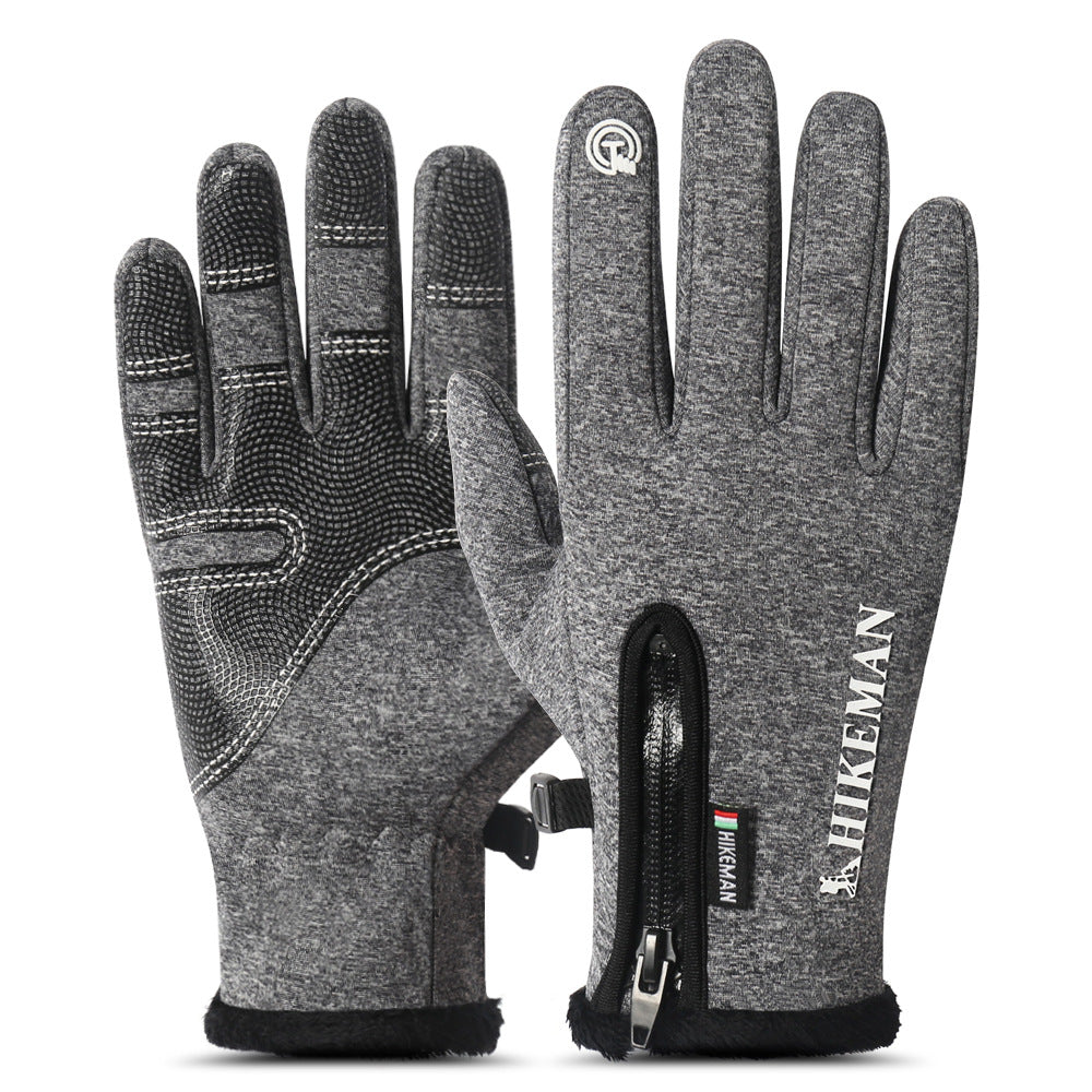 Cycling sports full finger zipper silicone gloves