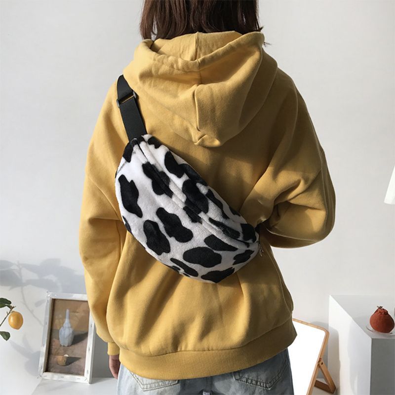Cow plush all-match small chest bag